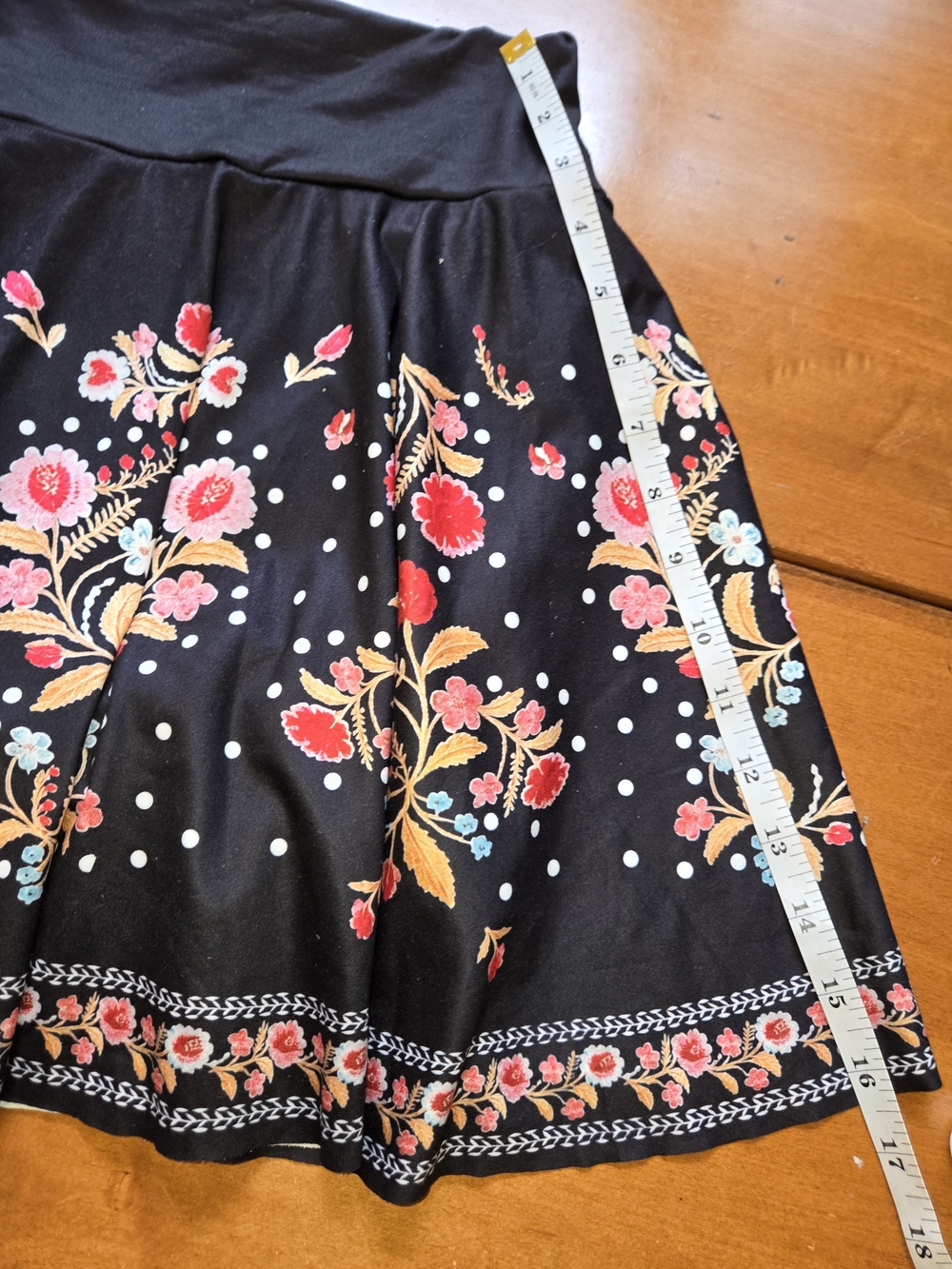 Black Floral A-Line Skort with Pink & Gold Embroidery - Picture 2 of 3
